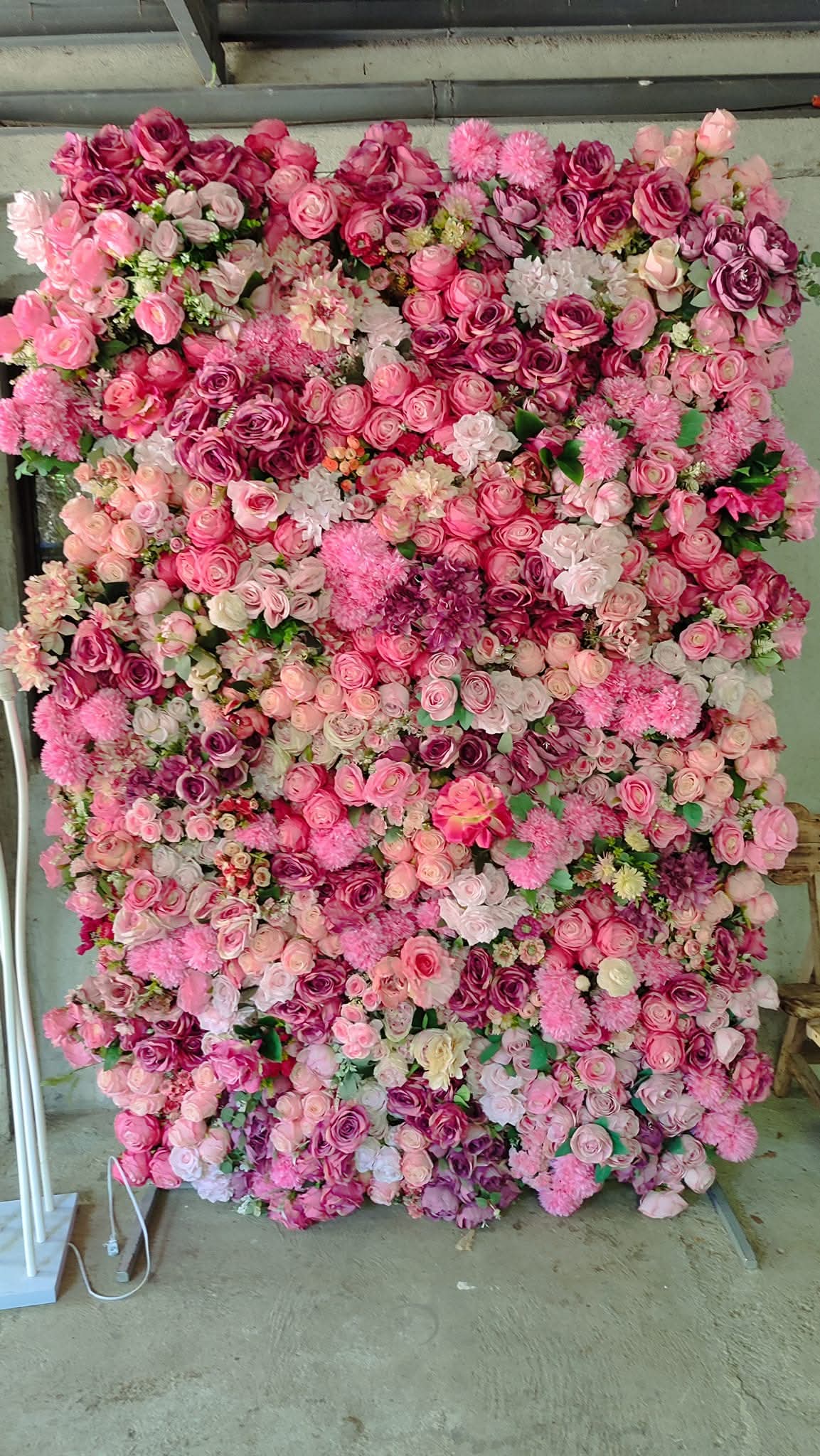 Pink and blush faux-flower wall backdrop