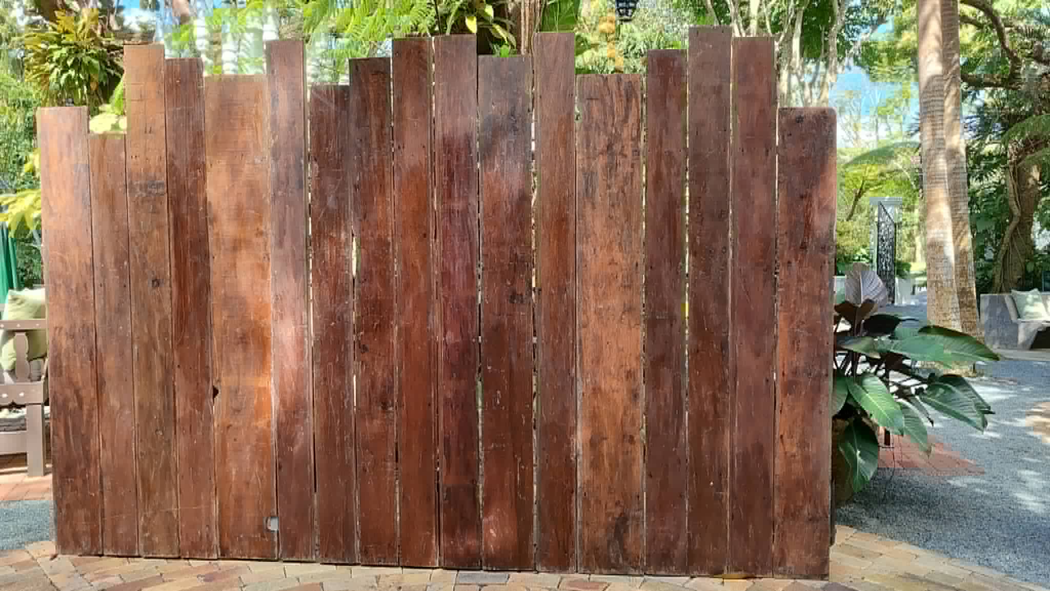Freestanding rustic wooden plank backdrop panels